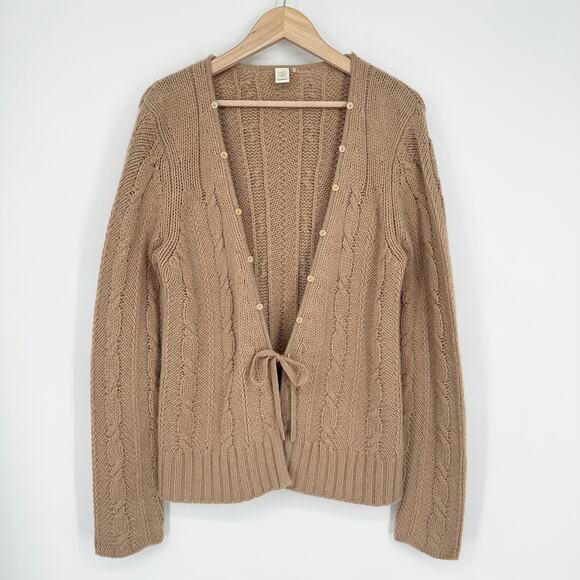 Kinross 100% Cashmere Button Tie-Front Cardigan Chunky...